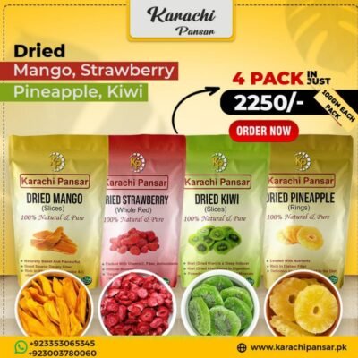 Dried Mango, Strawberry  Pineapple, Kiwi Deal 4 Packs 100 Grams