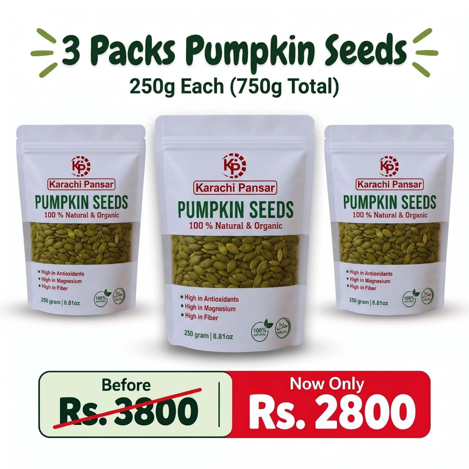 3 packs pumpkin seeds deal
