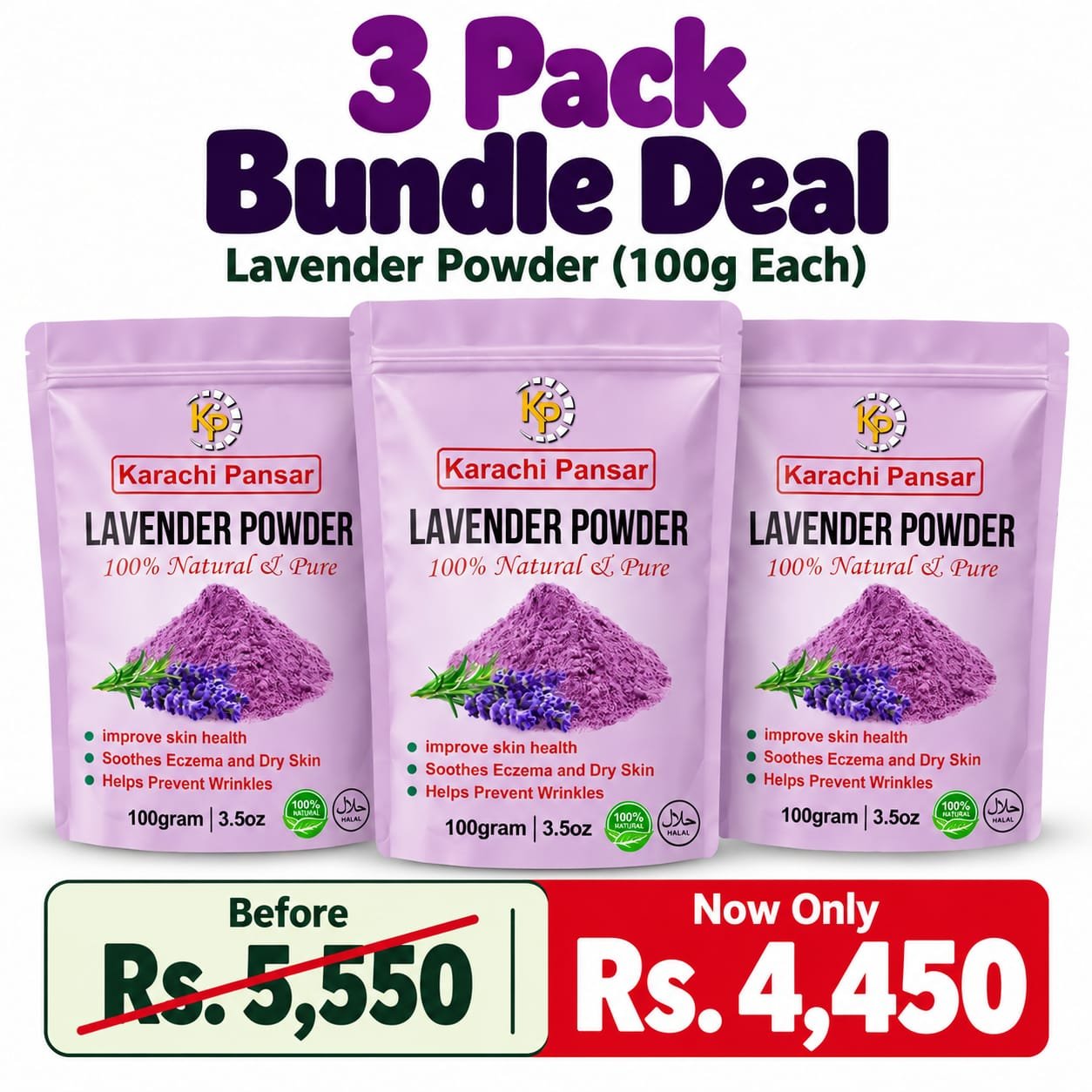 3 packs lavender powder